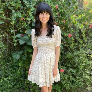 Floral smocked mini boutique dress
